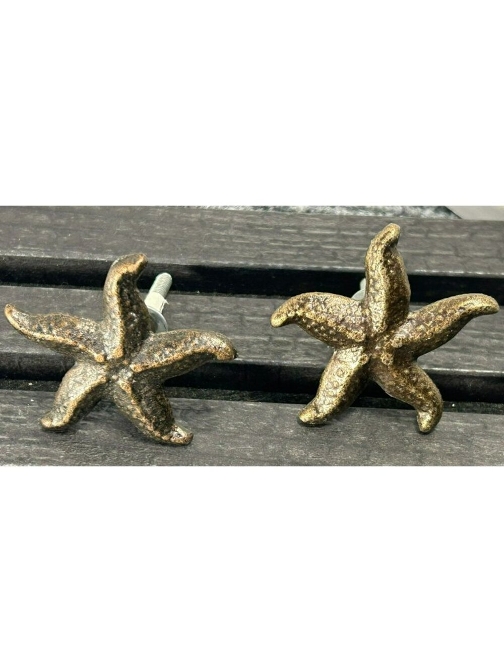 Bronze Starfish Drawer Knobs Set Of 2 Textured Decorative Pulls Pre-Owned